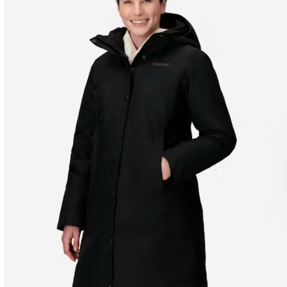 Marmot NWT Women's Chelsea Black Hooded Puffer Coat